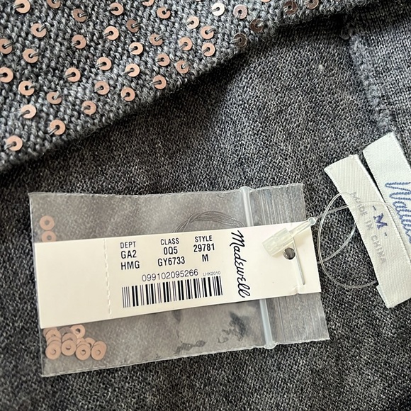 Madewell Wallace Sequin Trim Merino Wool Sweater Vest- NWT- Charcoal- MEDIUM - Picture 6 of 6